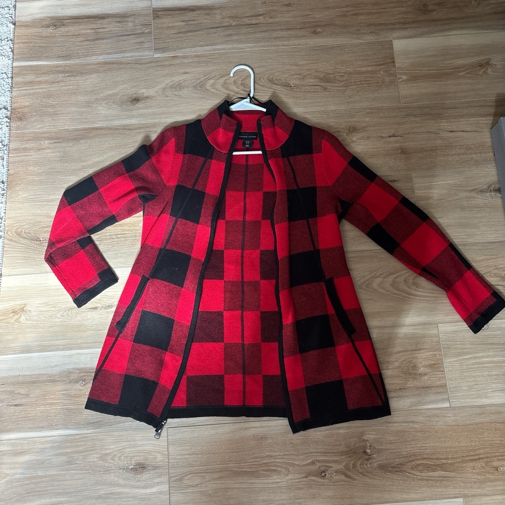 Adrienne Vittadini Red and Black Plaid Garment